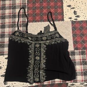 Elegant Black Embroidered Women's Top